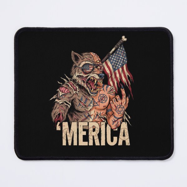 Item preview, 'Merica Savage Wolf Rock Fist Flag Design v2 designed and sold by DarylWelsh2024.