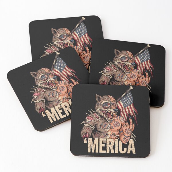 Item preview, 'Merica Savage Wolf Rock Fist Flag Design v2 designed and sold by DarylWelsh2024.
