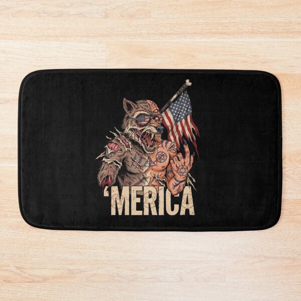 Item preview, 'Merica Savage Wolf Rock Fist Flag Design v2 designed and sold by DarylWelsh2024.