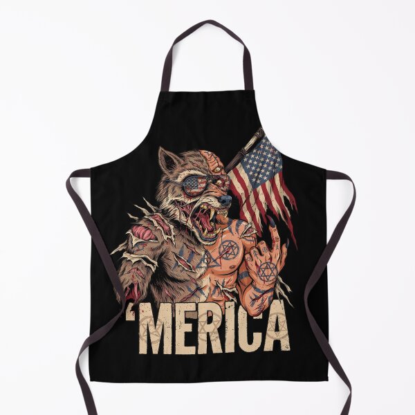 Item preview, 'Merica Savage Wolf Rock Fist Flag Design v2 designed and sold by DarylWelsh2024.