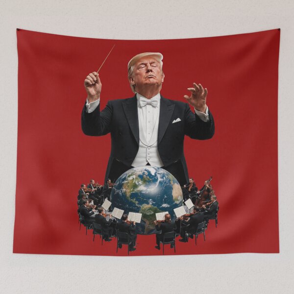 Item preview, A drawing of Donald Trump as a conductor, the warmongering master of the world! designed and sold by Alan-David.