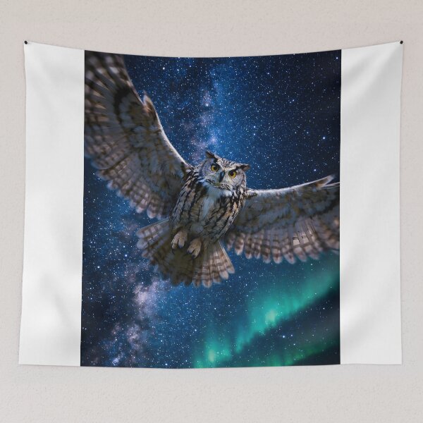 Item preview, Majestic owl in flight under the Northern Lights designed and sold by Fotografin1981.
