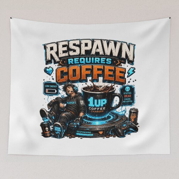 Item preview, Respawn Requires Coffee Funny Gamer Design designed and sold by pradeepvisuals.