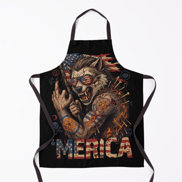 Item preview, 'Merica Savage Wolf Rock Fist Flag Design v3 designed and sold by DarylWelsh2024.