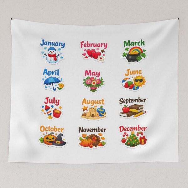 Item preview, 12 Months of the Year Seasonal Sticker Set – Whimsical Seasonal Month Calendar Set  designed and sold by sadedream.