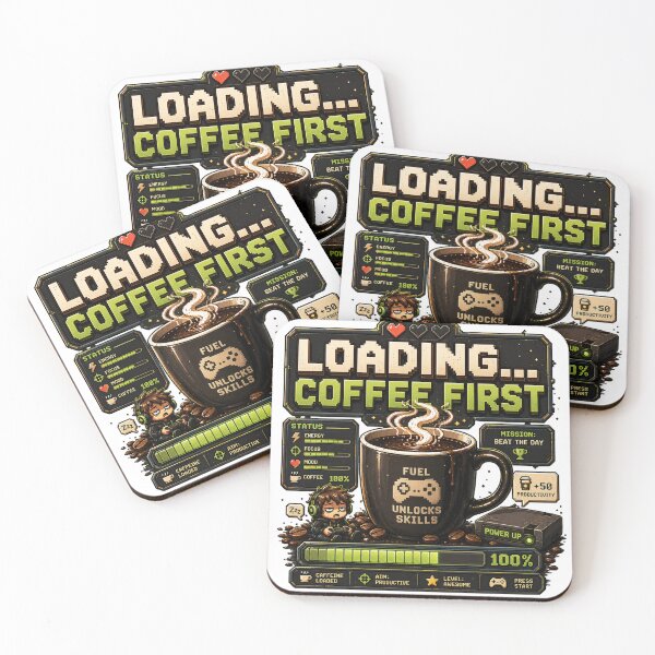 Item preview, Loading Coffee First Funny Gamer Coffee designed and sold by pradeepvisuals.