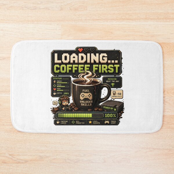 Item preview, Loading Coffee First Funny Gamer Coffee designed and sold by pradeepvisuals.