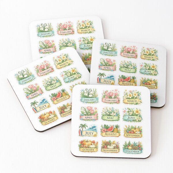 Item preview, 12 Months of the Year Seasonal Sticker Set – Colorful Wildflower Monthly  Flower Calendar designed and sold by sadedream.