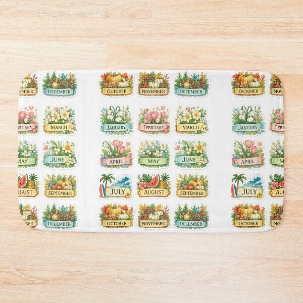 Item preview, 12 Months of the Year Seasonal Sticker Set – Colorful Wildflower Monthly  Flower Calendar designed and sold by sadedream.