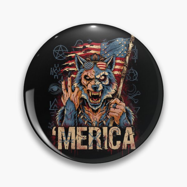 Item preview, 'Merica Savage Wolf Rock Fist Flag Design v4 designed and sold by DarylWelsh2024.