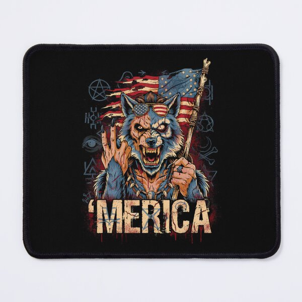 Item preview, 'Merica Savage Wolf Rock Fist Flag Design v4 designed and sold by DarylWelsh2024.