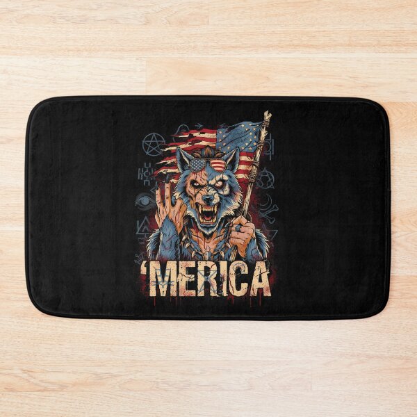 Item preview, 'Merica Savage Wolf Rock Fist Flag Design v4 designed and sold by DarylWelsh2024.