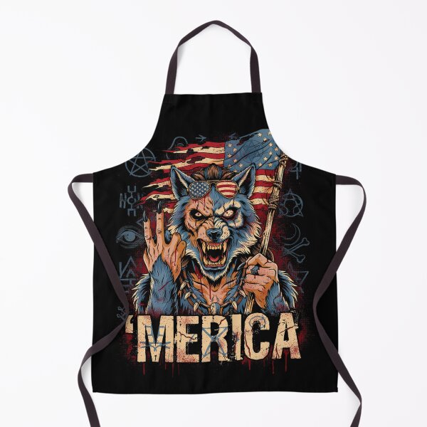 Item preview, 'Merica Savage Wolf Rock Fist Flag Design v4 designed and sold by DarylWelsh2024.
