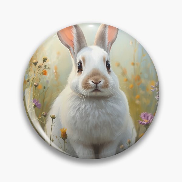 Item preview, Cute white bunny in the flower field designed and sold by origens4life.