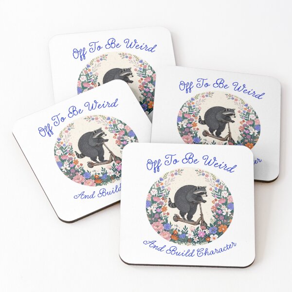 Item preview, Off To Be Weird And Build Character - Funny Jimothy Raccoon Scooter Floral Design designed and sold by Neurospicy Trolls.