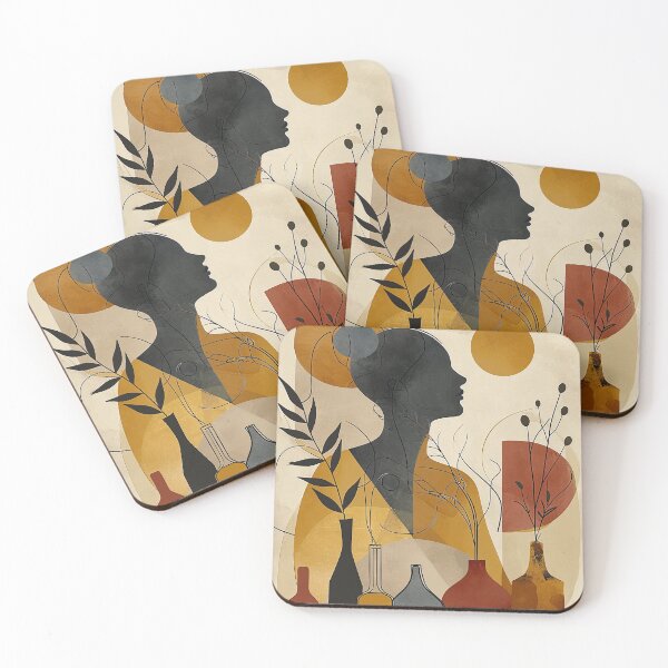 Item preview, Boho Woman Silhouette Botanicals Earthy Geometric designed and sold by Slow Horizon.
