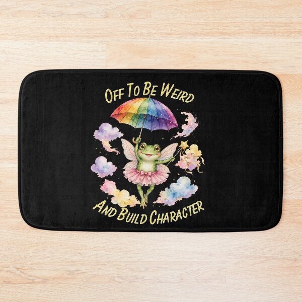 Item preview, Off To Be Weird And Build Character - Funny Fairy Frog With Rainbow Umbrella Goblincore designed and sold by Neurospicy Trolls.