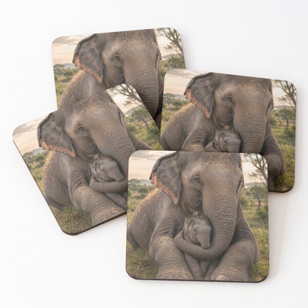Item preview, Loving elephant mother hugs her newborn baby designed and sold by Fotografin1981.