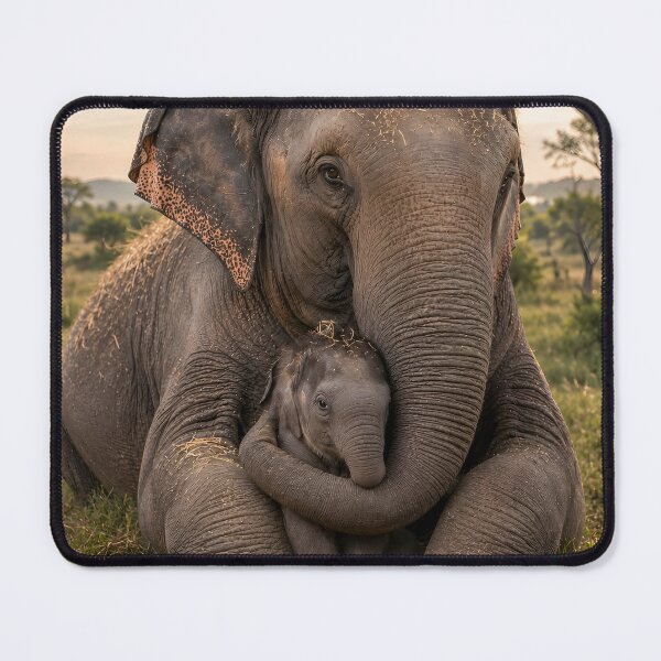 Item preview, Loving elephant mother hugs her newborn baby designed and sold by Fotografin1981.