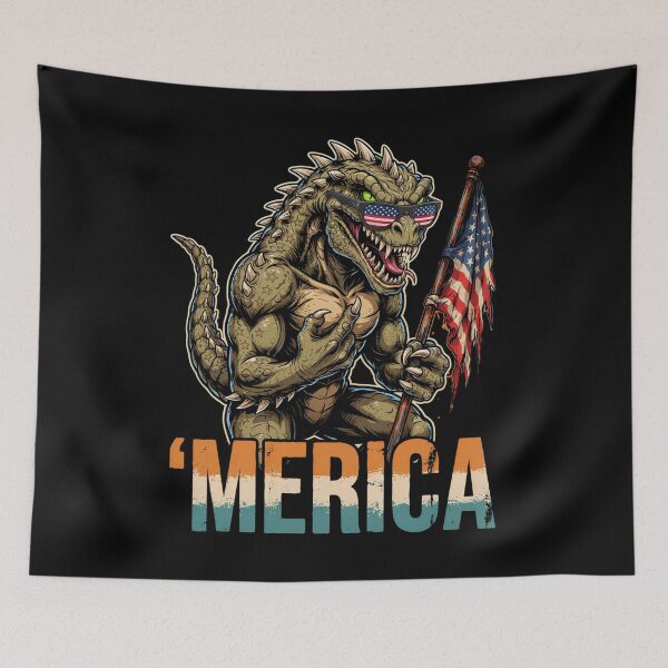 Item preview, 'Merica Kaiju Monster Patriotic Flag Design v2 designed and sold by DarylWelsh2024.