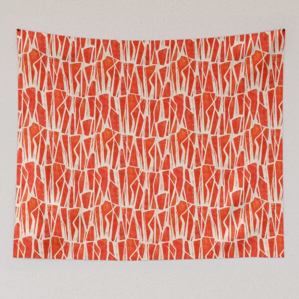 Item preview, Organic Red Abstract Pattern | Hand Carved Linocut Texture | Modern Scandinavian Surface Design designed and sold by SWSandraWechner.