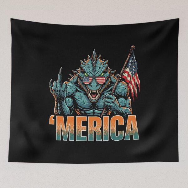 Item preview, 'Merica Kaiju Monster Patriotic Flag Design v3 designed and sold by DarylWelsh2024.
