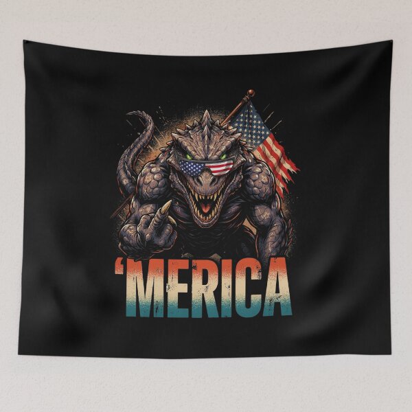 Item preview, 'Merica Kaiju Monster Patriotic Flag Design v4 designed and sold by DarylWelsh2024.