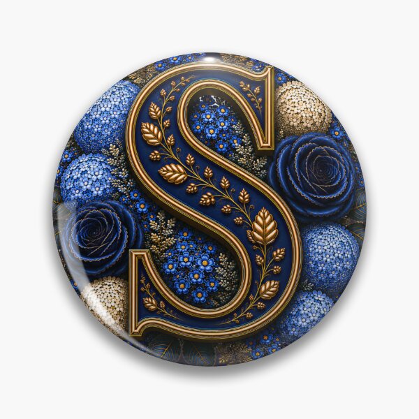 Item preview, Elegant Letter S Monogram with Blue Hydrangeas & Gold Botanical Design | Luxury Floral Initial Art designed and sold by MoodLay.