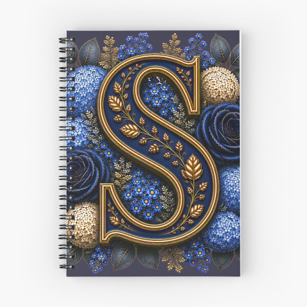 Item preview, Elegant Letter S Monogram with Blue Hydrangeas & Gold Botanical Design | Luxury Floral Initial Art designed and sold by MoodLay.