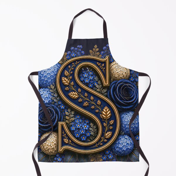 Item preview, Elegant Letter S Monogram with Blue Hydrangeas & Gold Botanical Design | Luxury Floral Initial Art designed and sold by MoodLay.