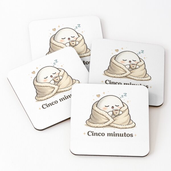 Item preview, Cinco Minutos Cute Sleeping Ghost | Cozy Spanish Coffee & Nap Illustration designed and sold by BlackBoneArt.