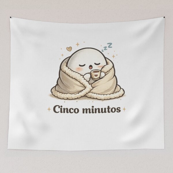 Item preview, Cinco Minutos Cute Sleeping Ghost | Cozy Spanish Coffee & Nap Illustration designed and sold by BlackBoneArt.