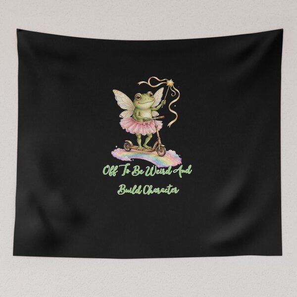 Item preview, Off To Be Weird And Build Character - Funny Fairy Frog Scooter Rainbow Goblincore designed and sold by Neurospicy Trolls.