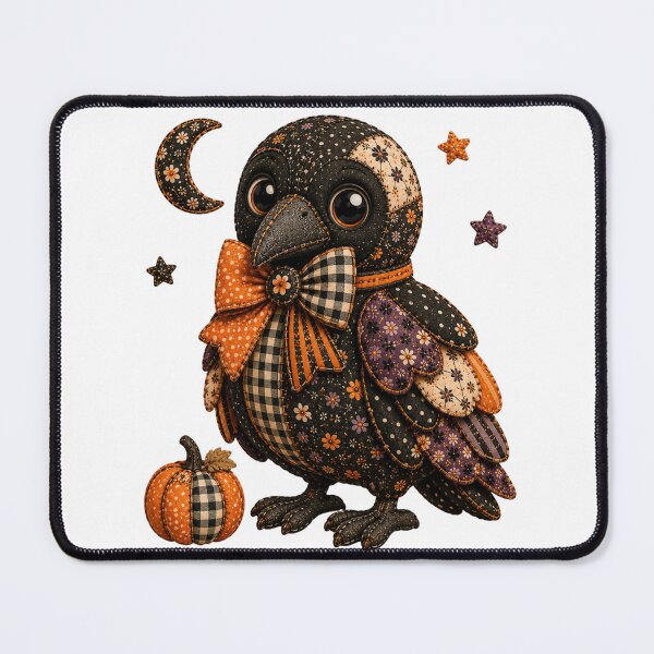 Item preview, Cute Patchwork Crow | Farmhouse Autumn & Halloween Art designed and sold by DecoVibe.