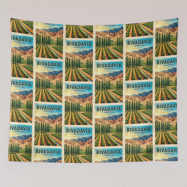 Item preview, Rivadavia Mendoza Argentina Vintage Travel Poster designed and sold by TravelersGems.