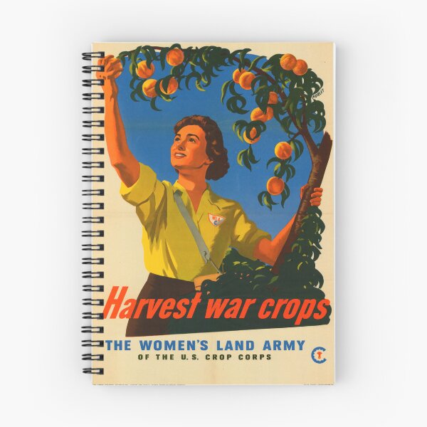 Item preview, Vintage WWII Poster Art | Women's Land Army US Crop Corps | Morley | Harvest War Crops | Peach Picking Propaganda Print designed and sold by artofuniverse.