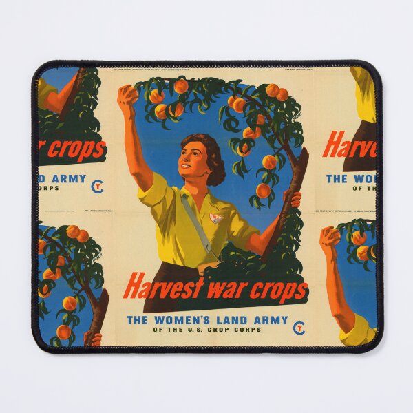 Item preview, Vintage WWII Poster Art | Women's Land Army US Crop Corps | Morley | Harvest War Crops | Peach Picking Propaganda Print designed and sold by artofuniverse.