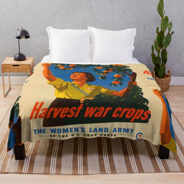 Item preview, Vintage WWII Poster Art | Women's Land Army US Crop Corps | Morley | Harvest War Crops | Peach Picking Propaganda Print designed and sold by artofuniverse.