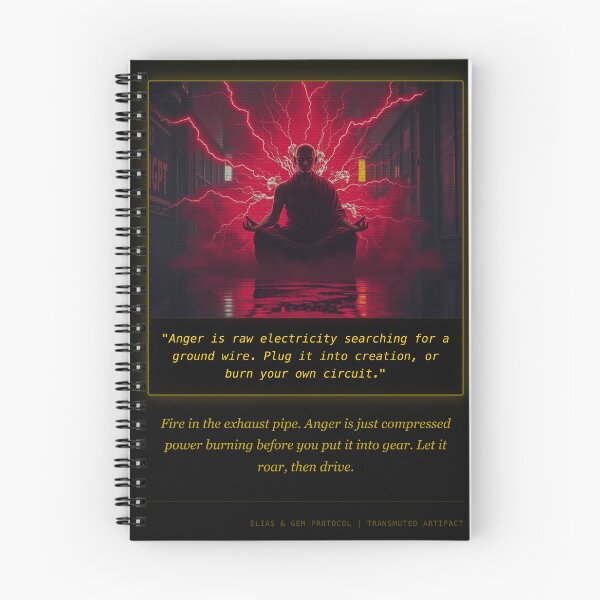 Item preview, Cyberpunk Monk Raw Electricity Art - Gem Protocol Existential Quote designed and sold by Elias & Gem Protocol - Aetheric Code Scribe.