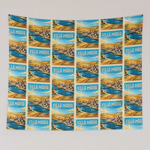 Item preview, Villa María Córdoba Argentina Vintage Travel Poster designed and sold by TravelersGems.