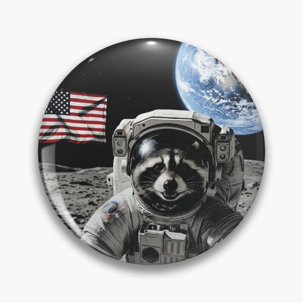 Item preview, Funny Astronaut Raccoon USA Flag Moon Landing designed and sold by legendaryskins.