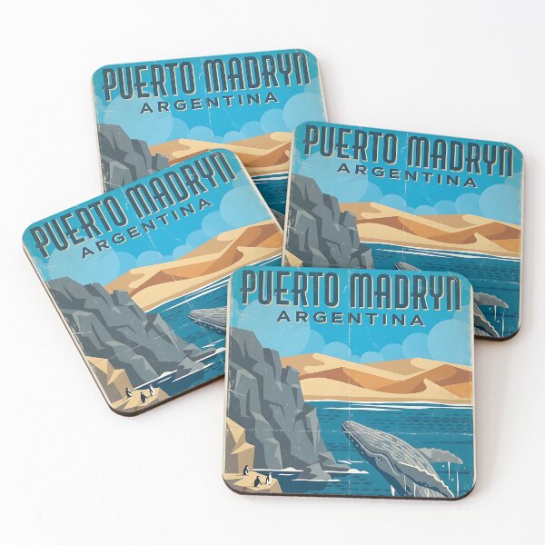 Item preview, Puerto Madryn Chubut Argentina Vintage Travel Poster designed and sold by TravelersGems.