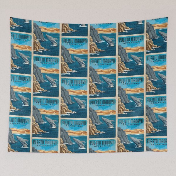 Item preview, Puerto Madryn Chubut Argentina Vintage Travel Poster designed and sold by TravelersGems.