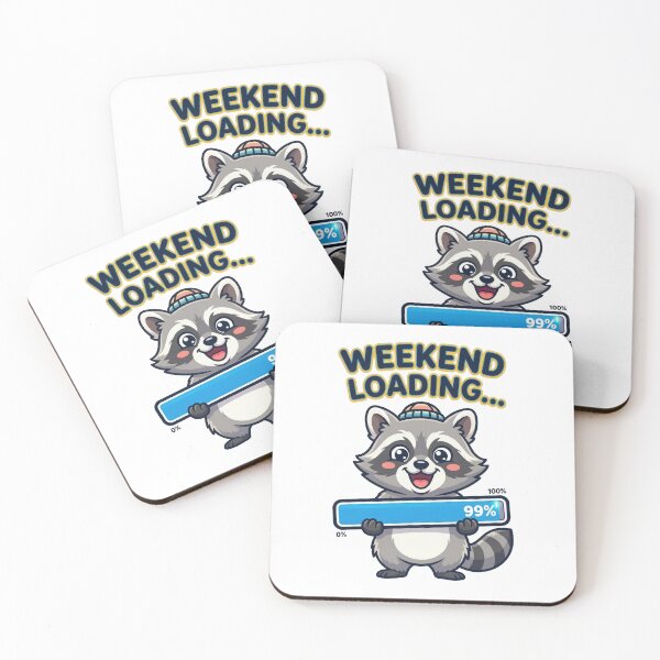 Item preview, Weekend Loading Funny Raccoon Cute Office Work Meme Cartoon designed and sold by PlumArtDesign.