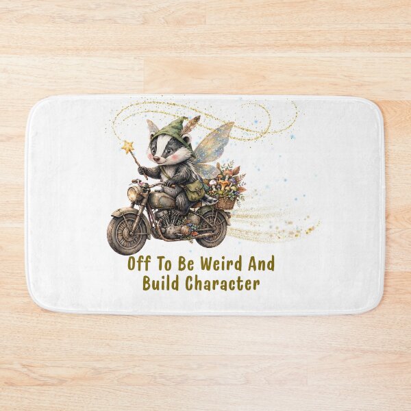 Item preview, Off To Be Weird And Build Character - Funny Badger Fairy Motorcycle Goblincore designed and sold by Neurospicy Trolls.