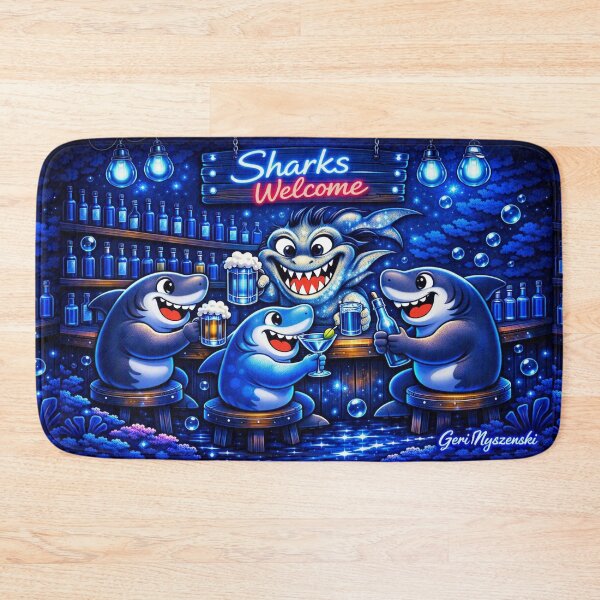 Item preview, Sharks Welcome Bar – Deep Electric Blue Underwater Party designed and sold by The Art Queen Of Michigan .