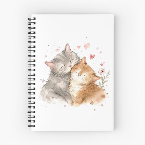 Item preview, Watercolor Cat Cuddle | Two Kittens, Gray and Ginger, in Love designed and sold by Natalia-Vlad.