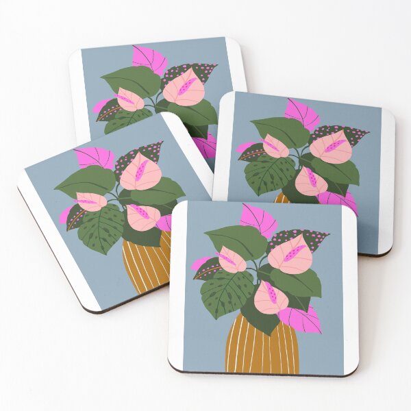 Item preview, Modern Pink Anthurium Arrangement in a Minimalist Striped Vase designed and sold by fibesaltaro12.