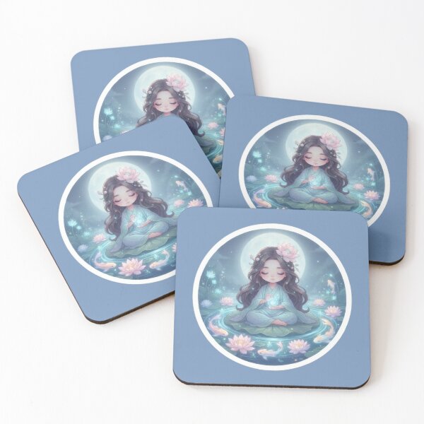 Item preview, Cute Lotus Moon Meditation Girl designed and sold by Azurart2.