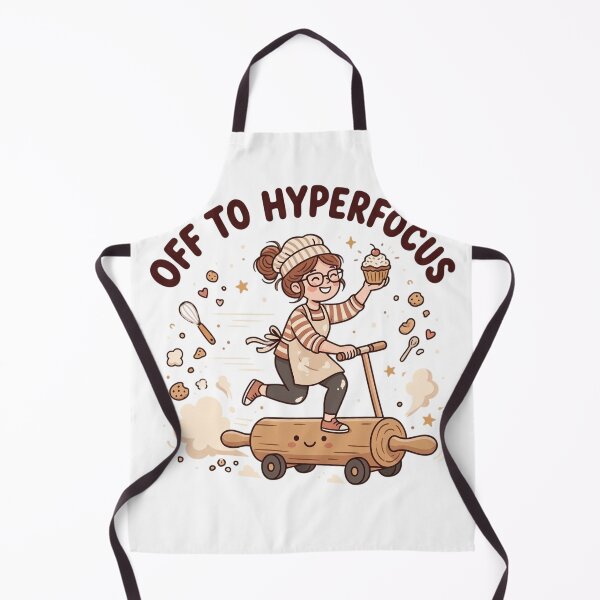 Item preview, Off to Hyperfocus Funny Baker T-Shirt | ADHD Baking Gift | Happy Baker Rolling Pin Illustration designed and sold by Softbear Atelier.